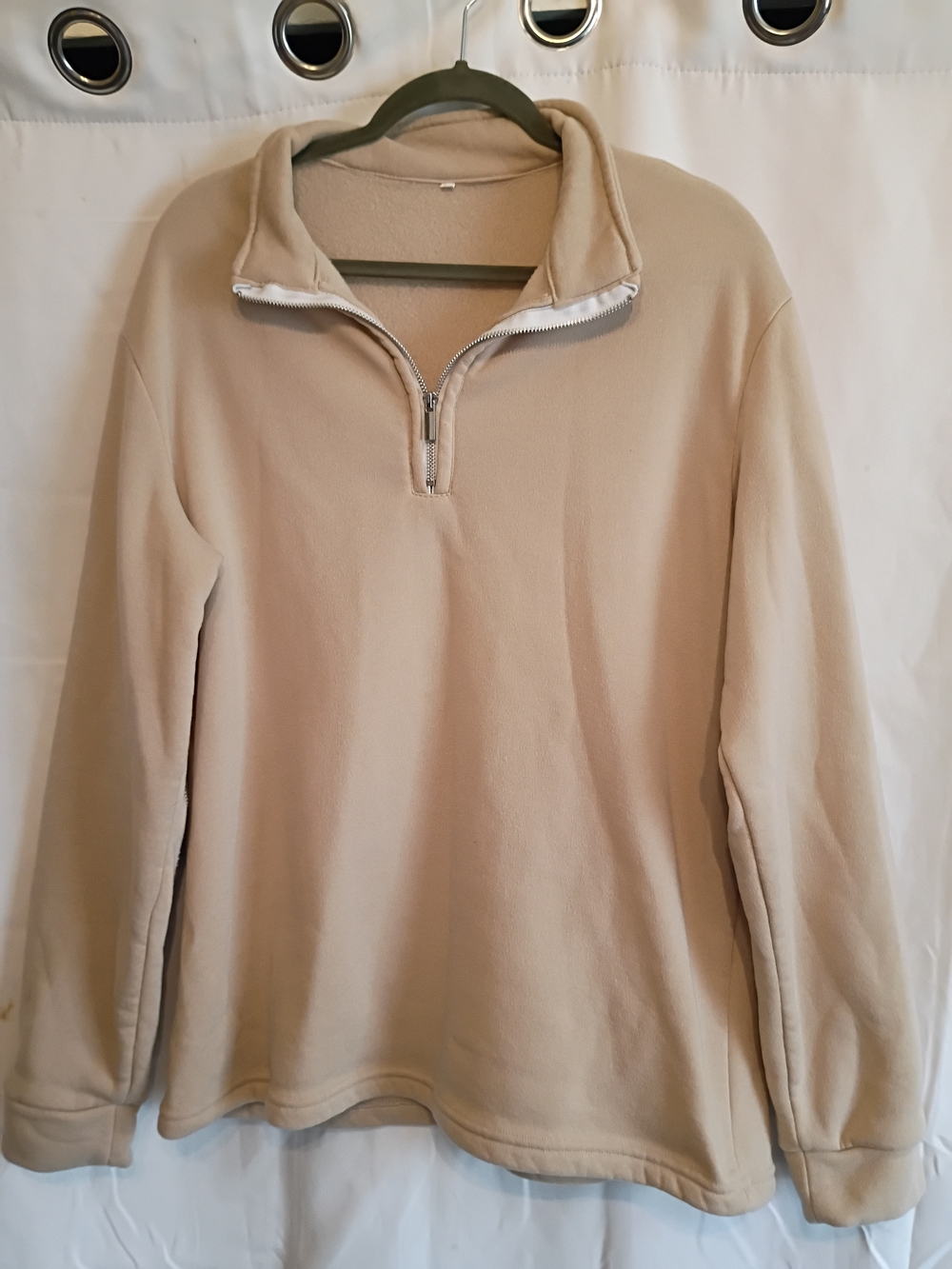 Woman's Size Xxl Half-Zip Pullover In Tan/ Beige Color